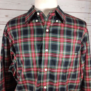 Jos A Bank Button Down L/S Red/Green Plaid Shirt